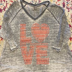 New Direction, 3/4 length sleeve, v-neck shirt